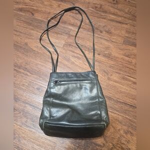 Vintage East West New York London Black Crossbody Bag Purse.